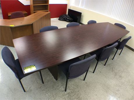 12ft Conference Table w/8 Armless Fabric Chairs