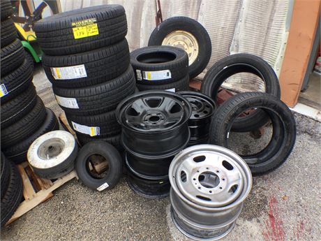 Mixed Lot of Tires and Steel Rims
