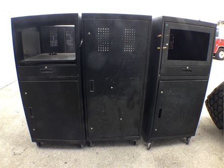 (3) Rolling Office/Shop Computer Cabinets