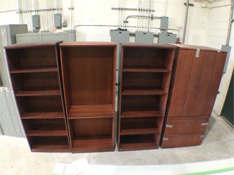 Lot of (3) book cases (1) Armoire